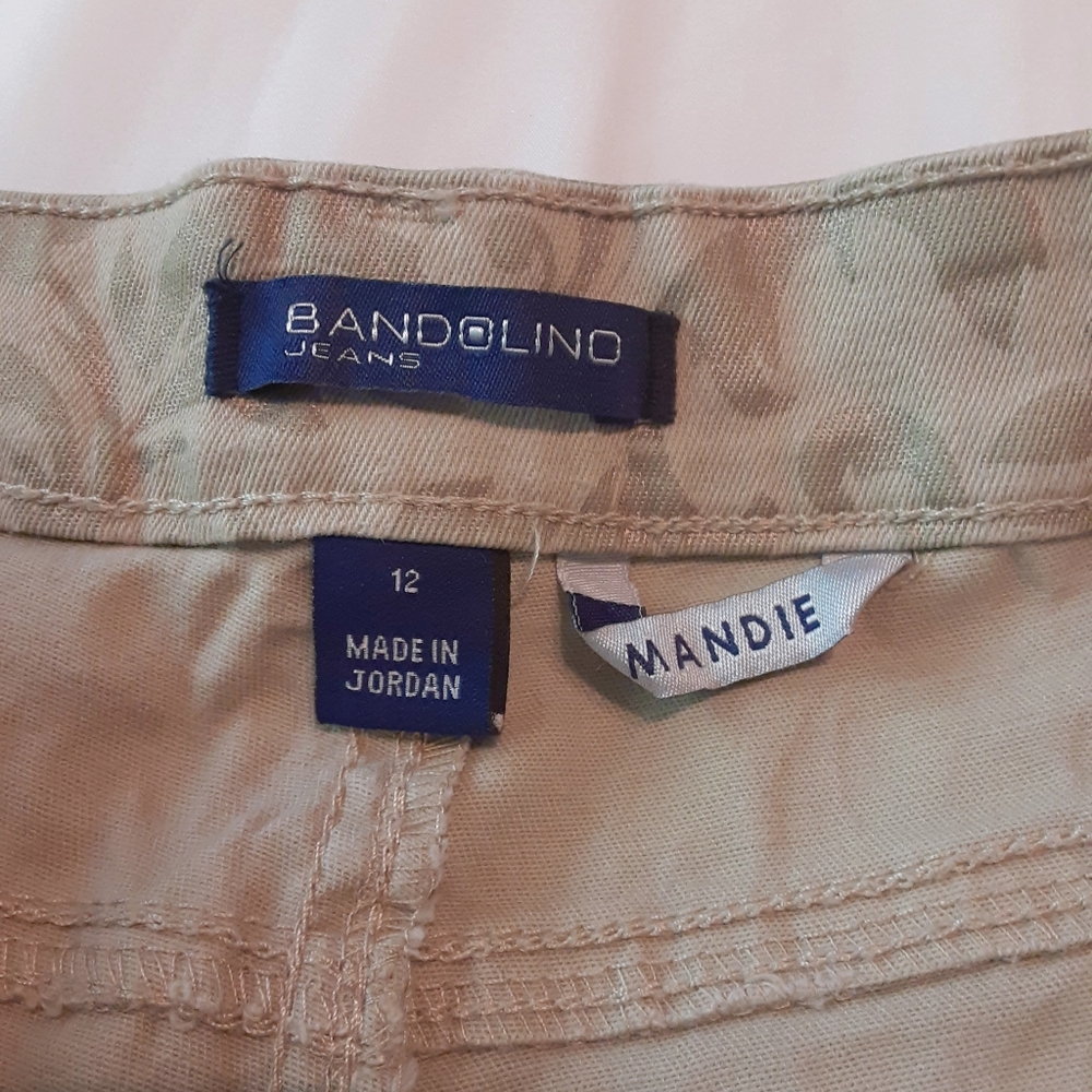 "MANDIE" by Bandolino Spandex & Cotton Khaki & Filigree Jeans Sz 12 - Picture 4 of 9